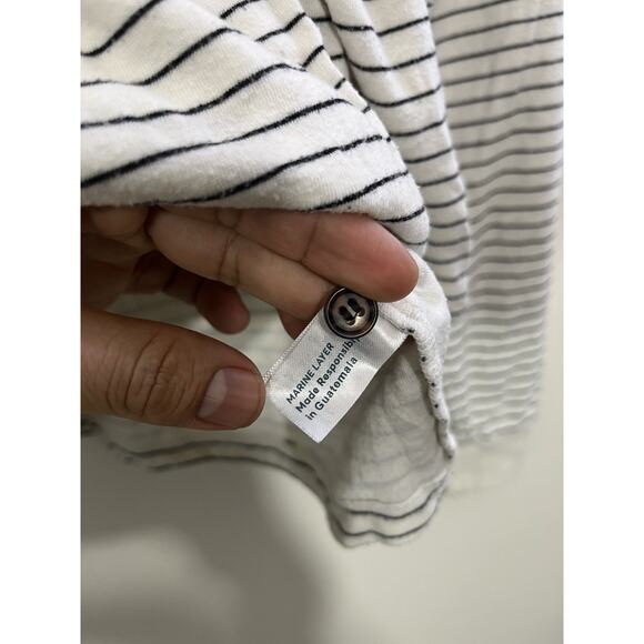 Coastal Minimalist Striped Henley Top L Parisian French Girl Scandi Capsule Y2K - Picture 3 of 14